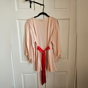 Fleur du Mal Angel Sleeve Robe- Pink With Red Tie, Great Condition